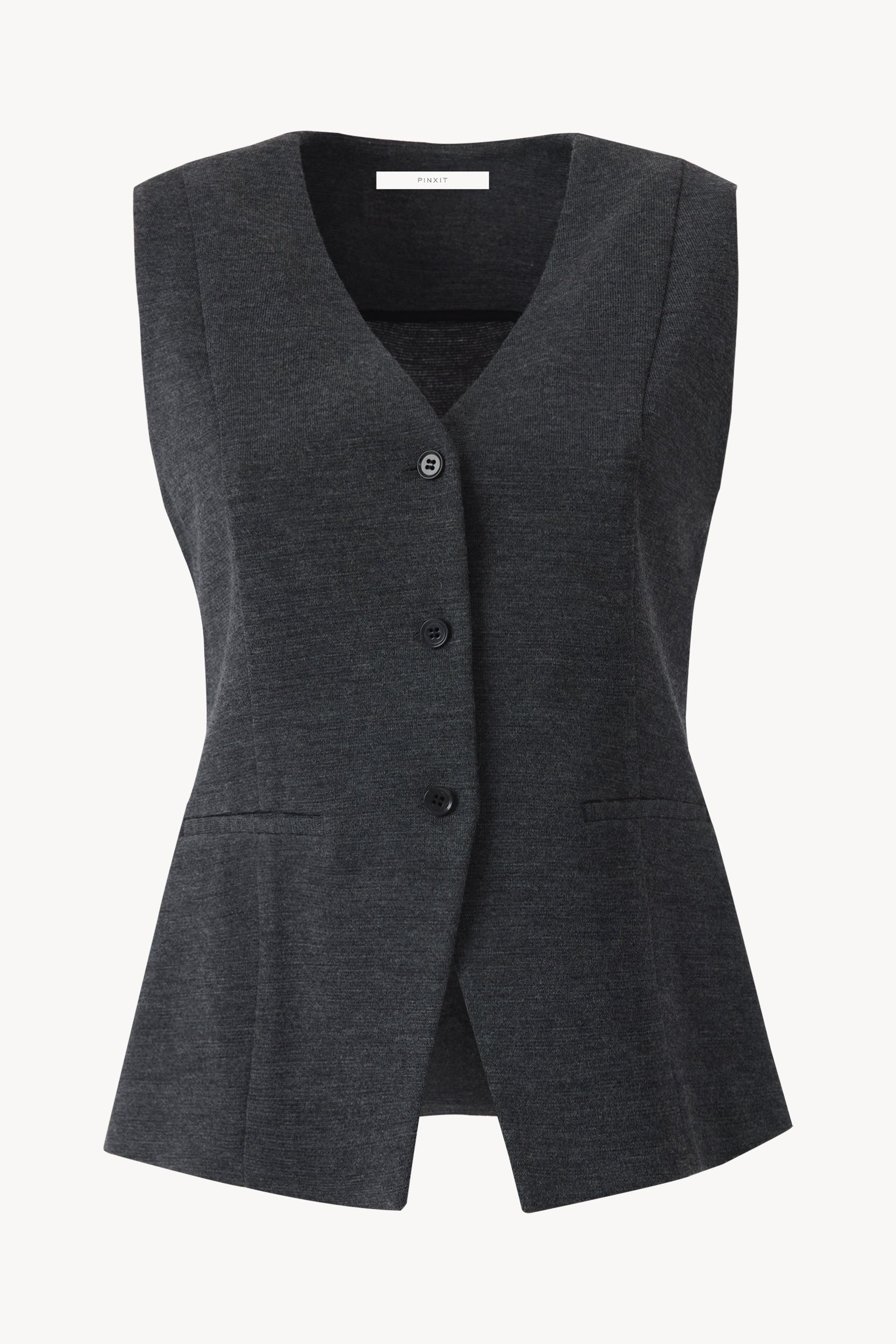 Wool knit vest Dark gray melange PINXIT EU 34