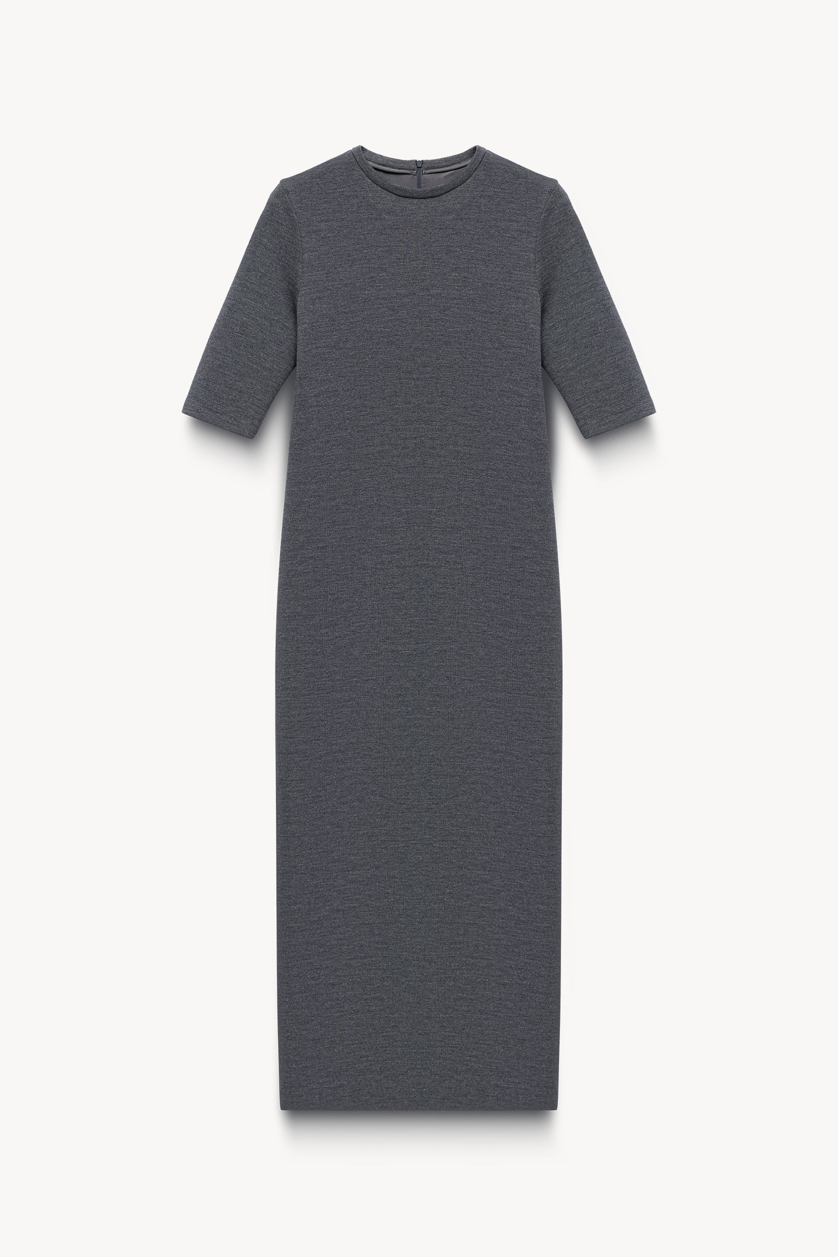 Zipped wool knitted dress Gray melange PINXIT EU 36