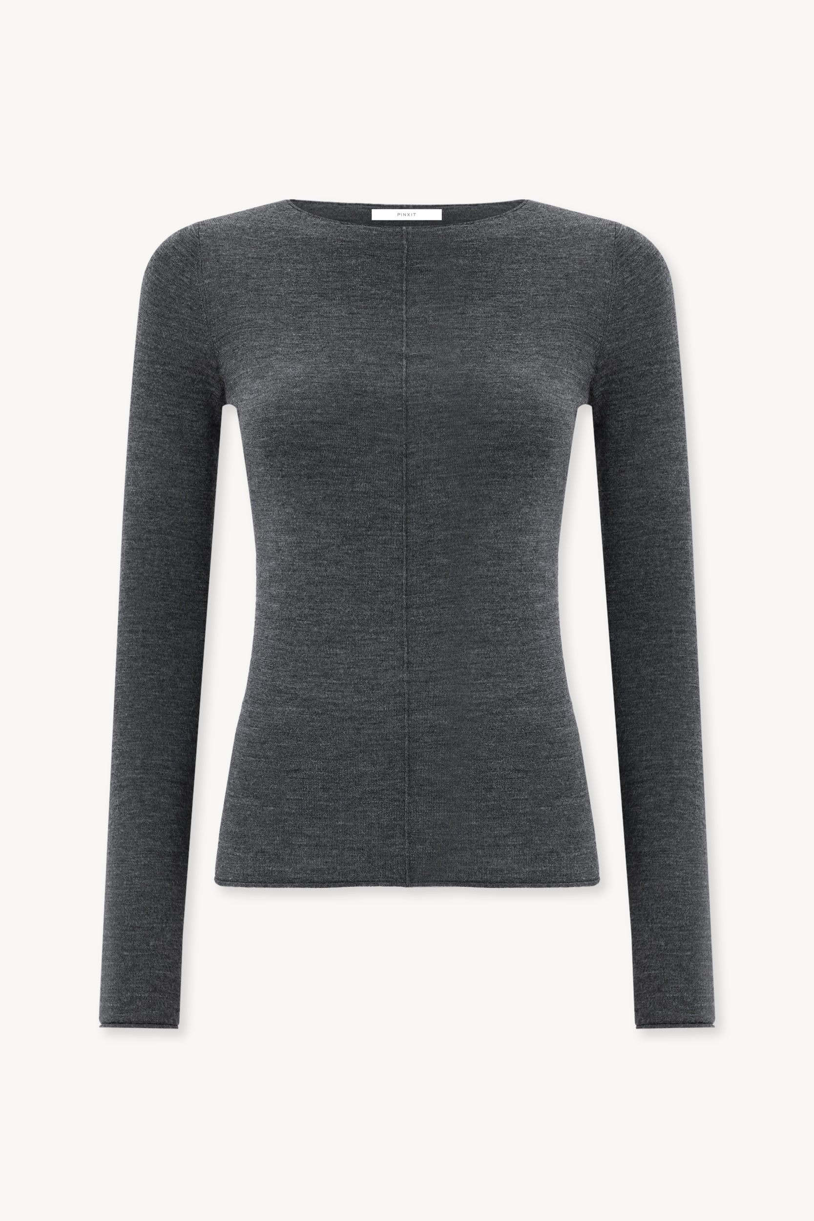 Fine 100% wool jumper Dark gray melange PINXIT XS