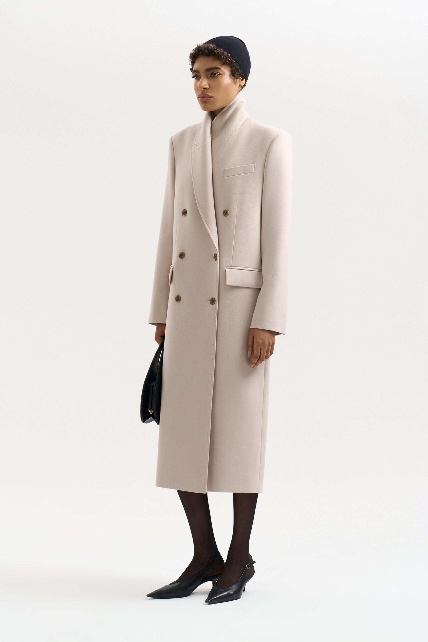 Manteau à boutonnière croisée en laine mélangée