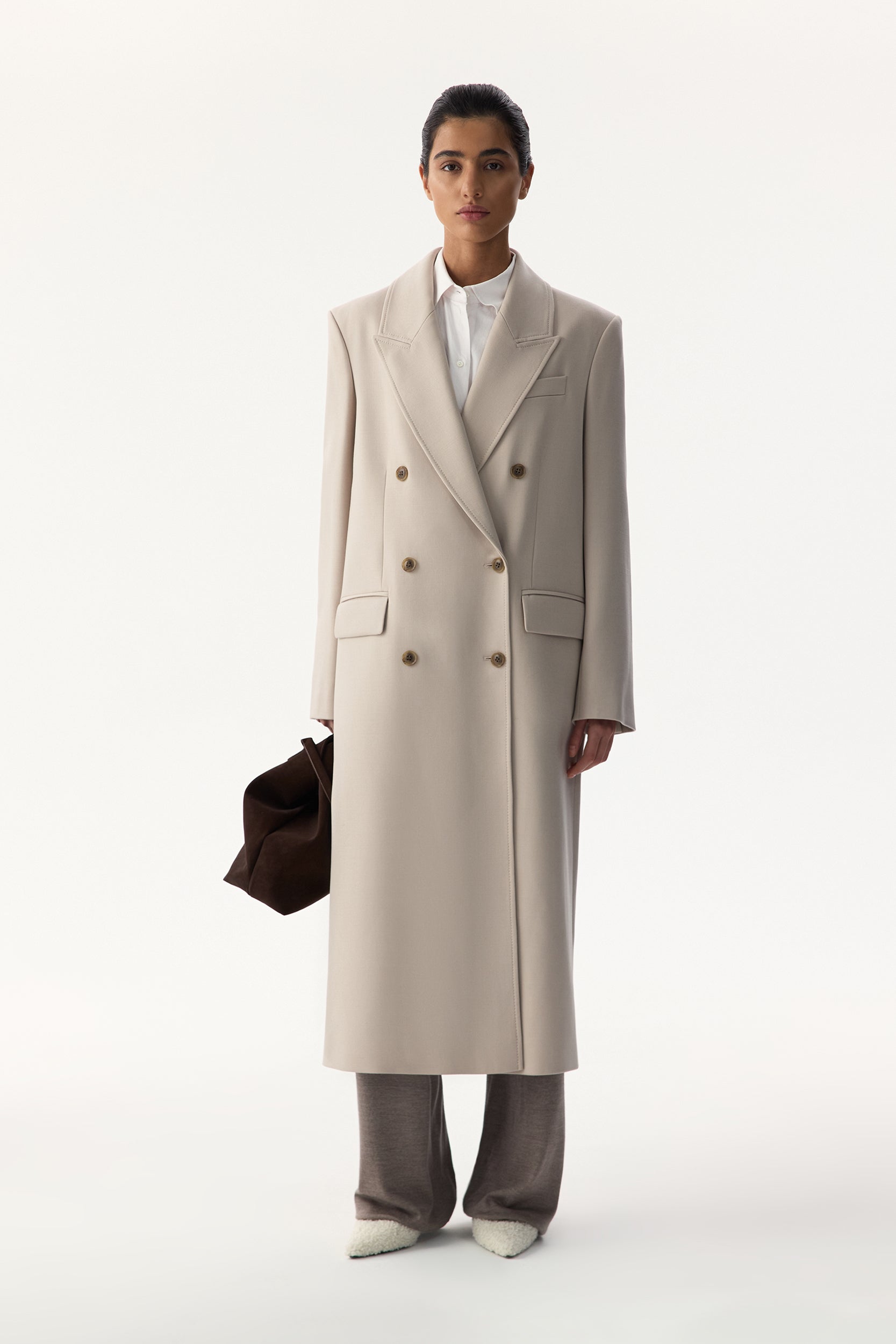 Manteau à boutonnière croisée en laine mélangée