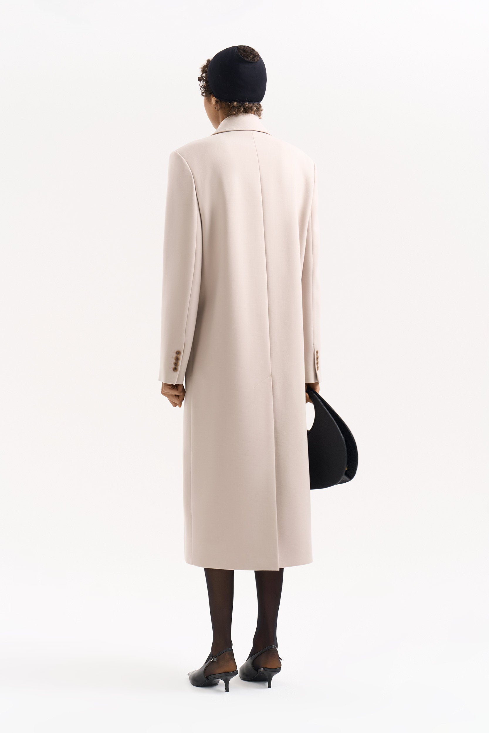 Manteau à boutonnière croisée en laine mélangée