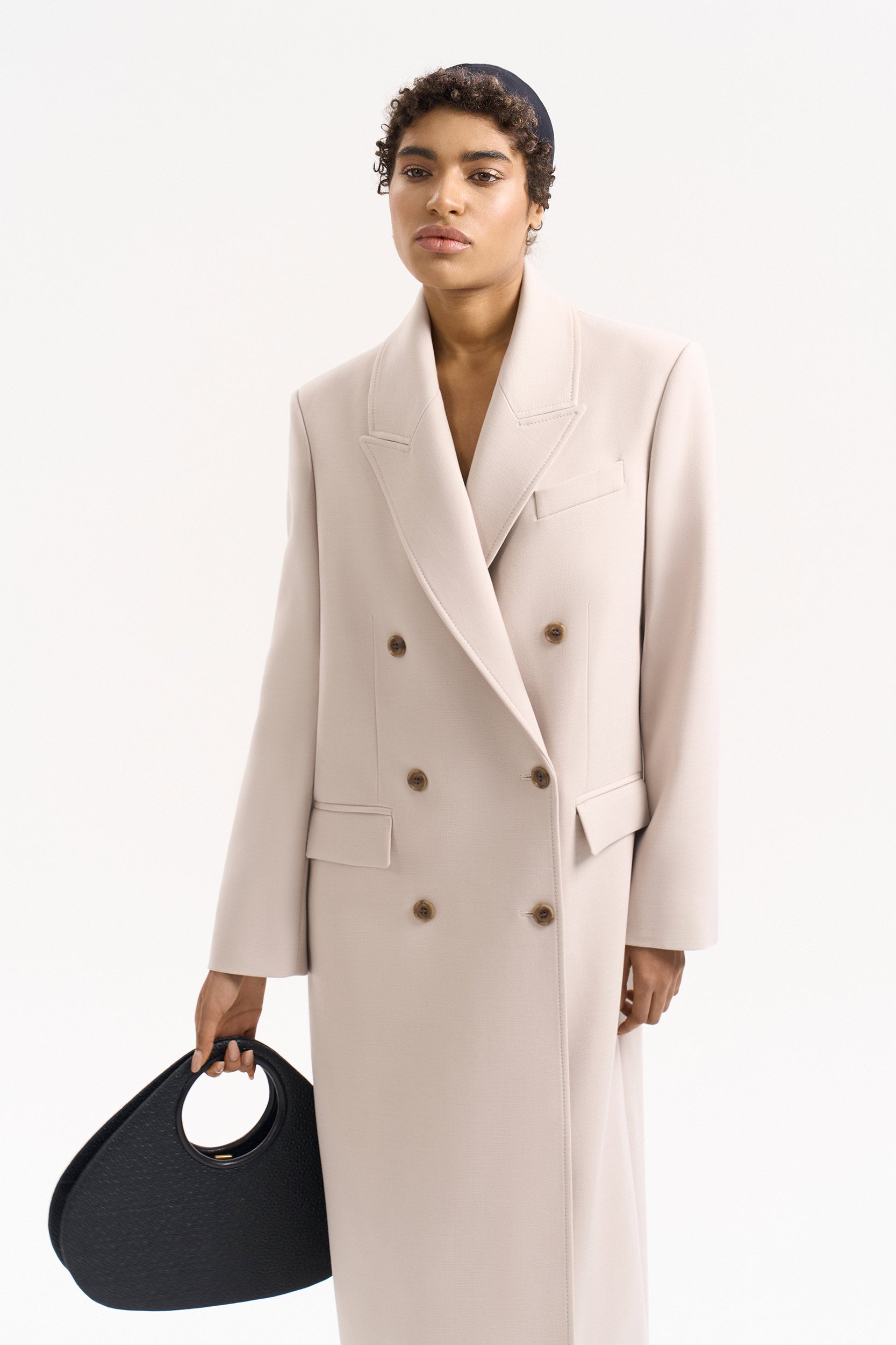 Manteau à boutonnière croisée en laine mélangée