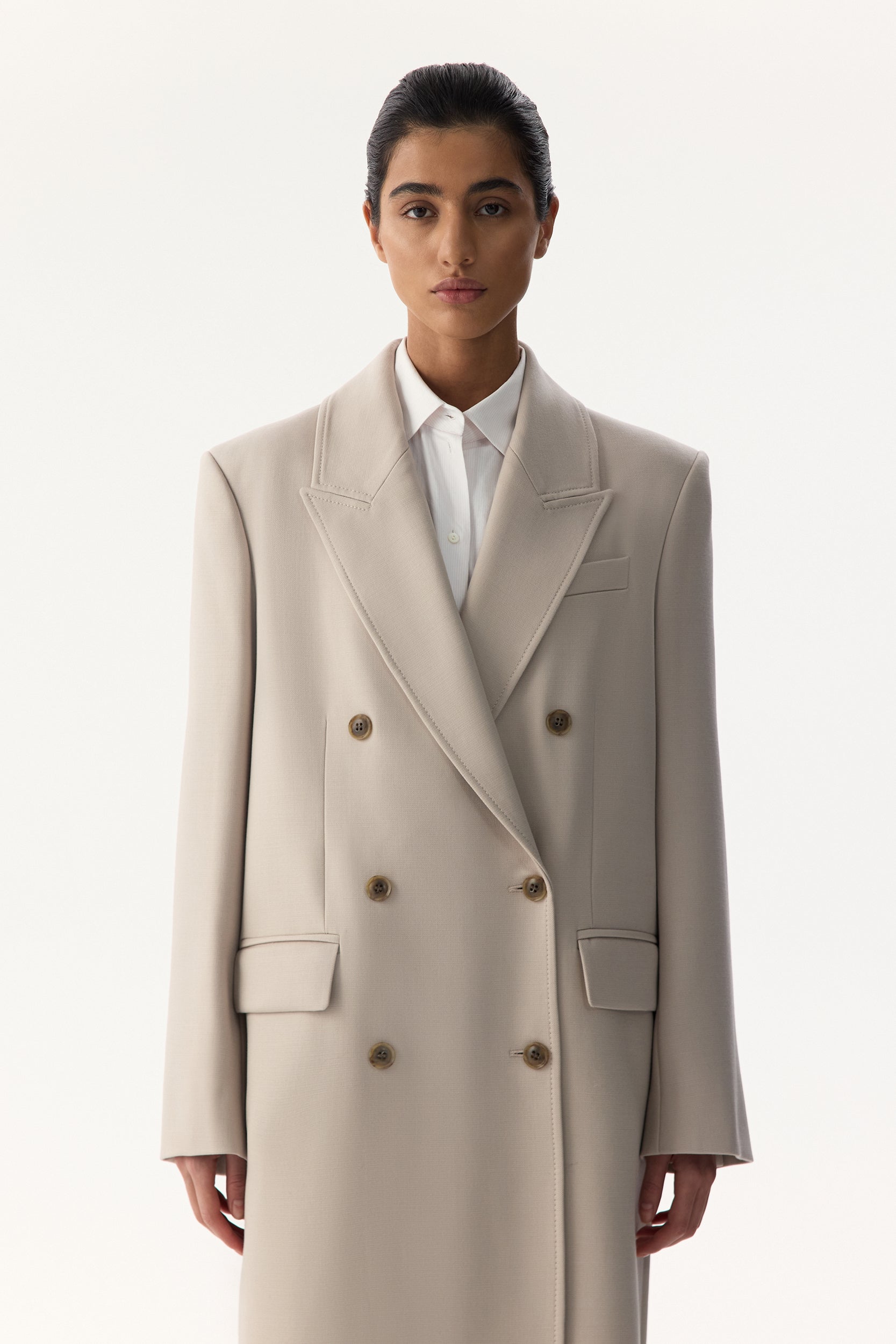 Manteau à boutonnière croisée en laine mélangée