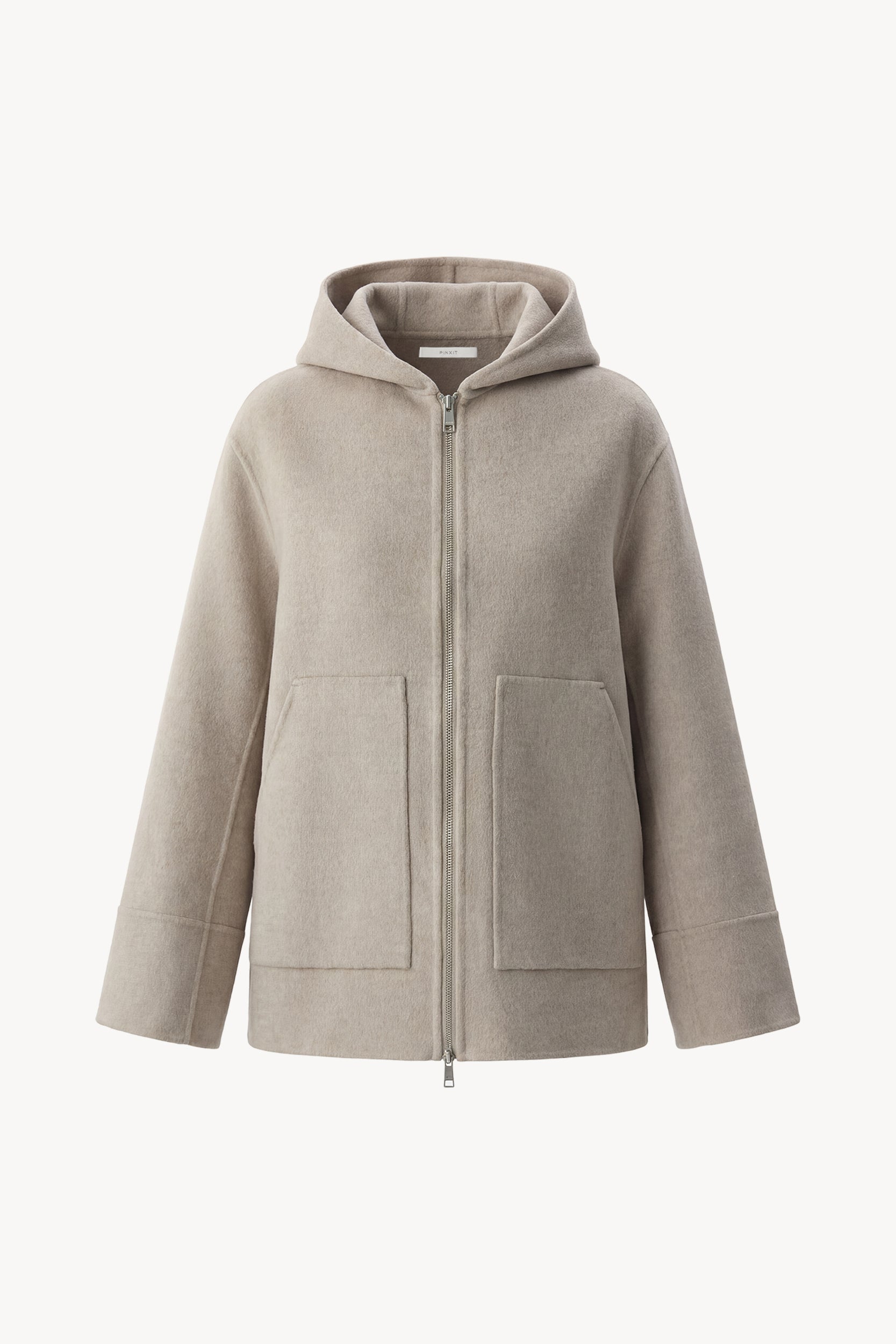 Car coat in wool and cashmere Gray beige PINXIT S/M