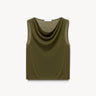 Knit with wool cowl neck top Khaki PINXIT S