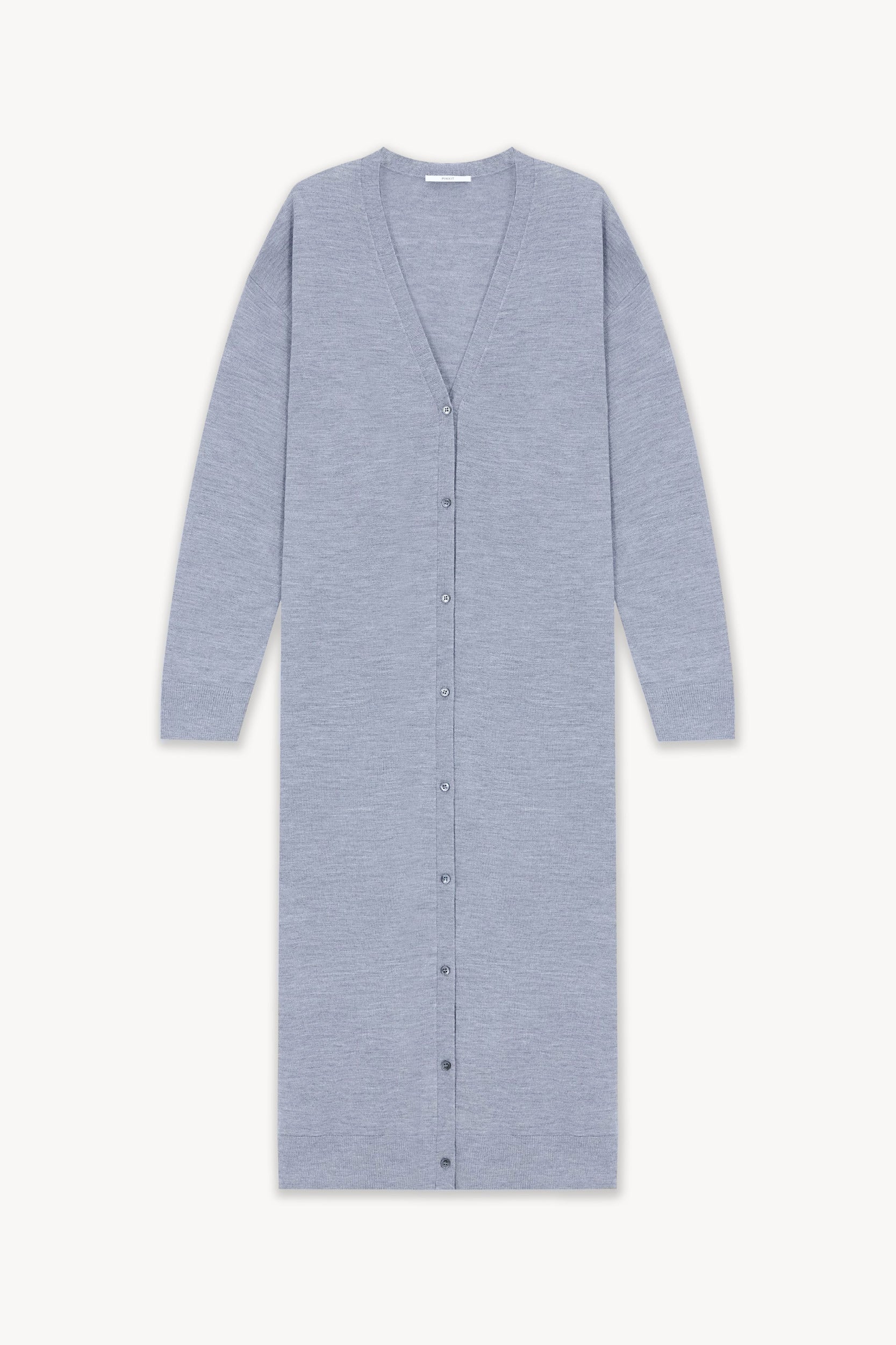 Wool with silk long cardigan Light gray melange PINXIT S