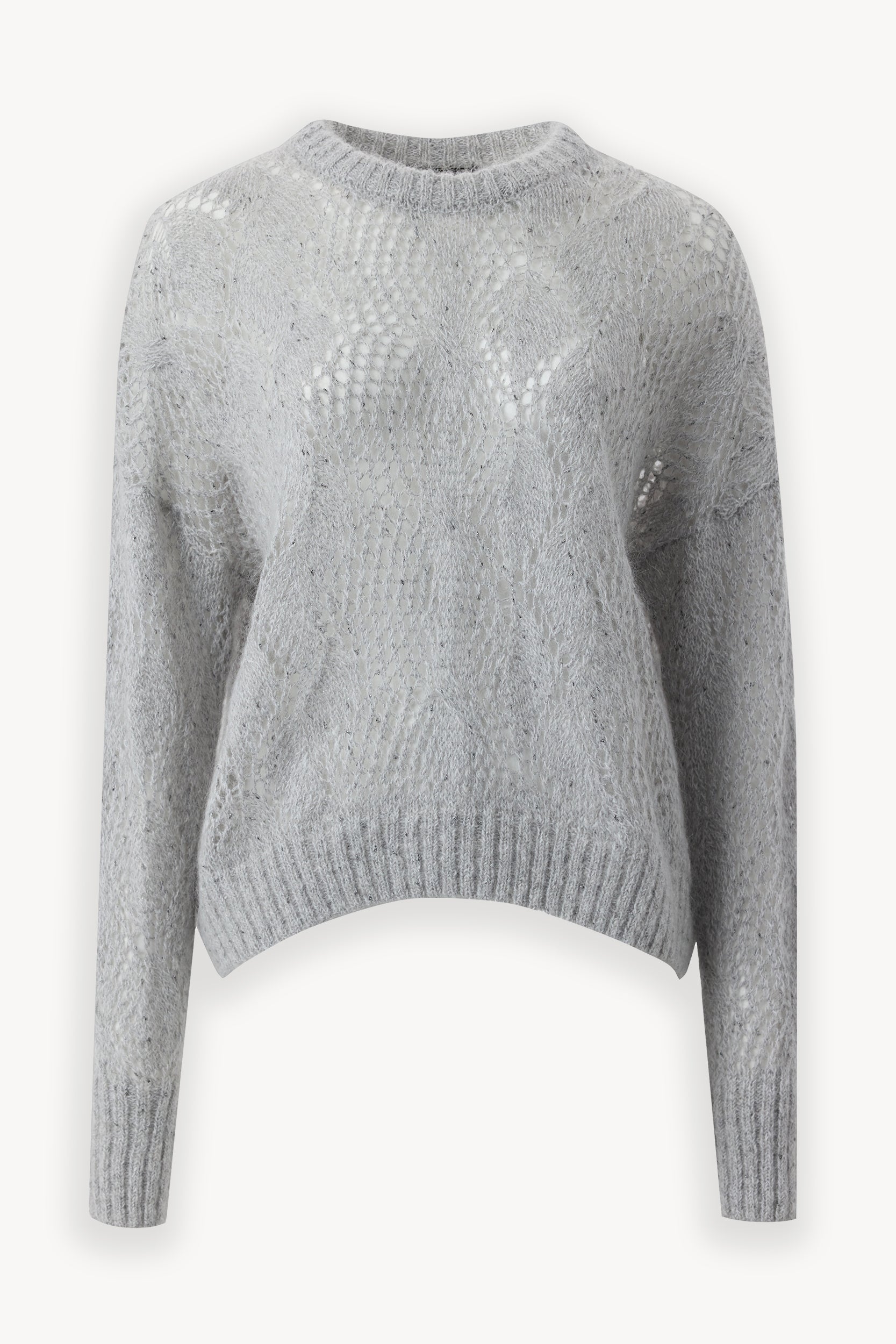 Lace mohair and lurex jumper Light gray melange PINXIT S
