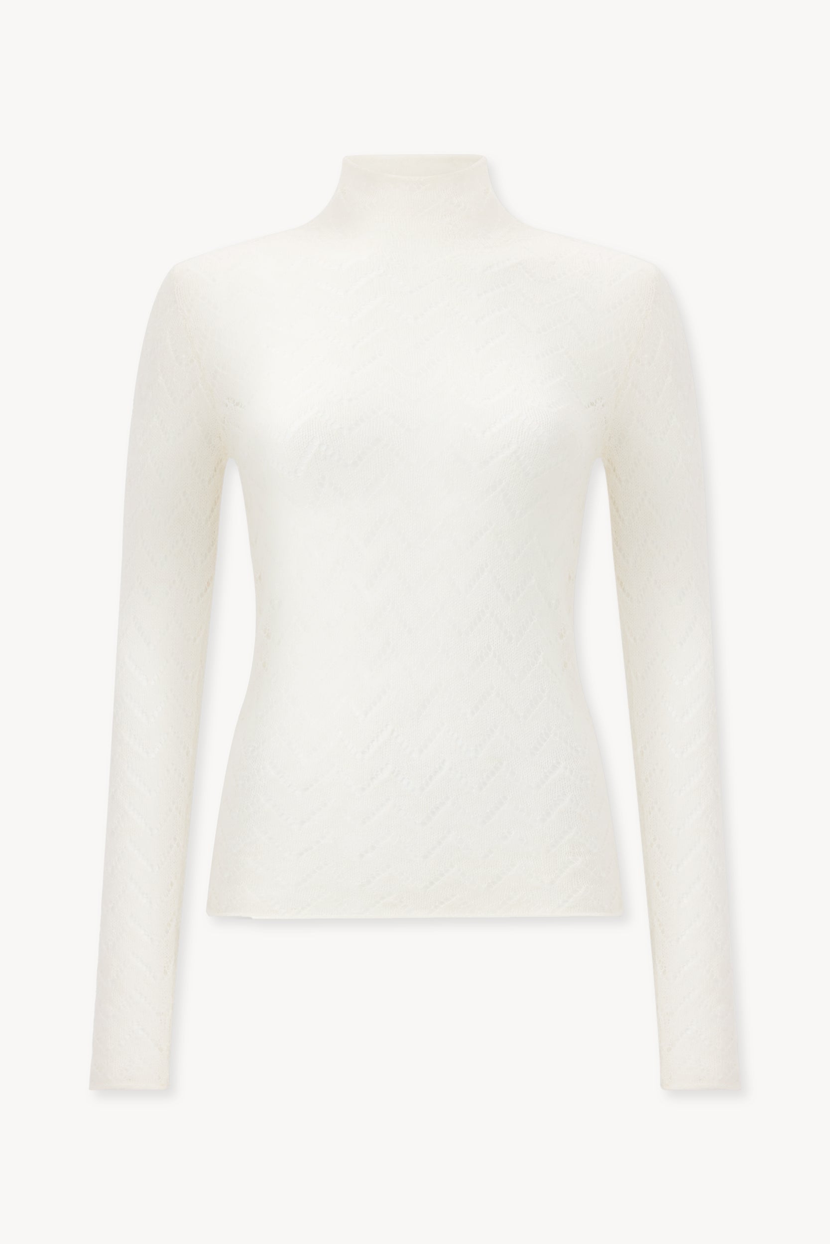 Lace alpaca wool turtleneck Ecru PINXIT S