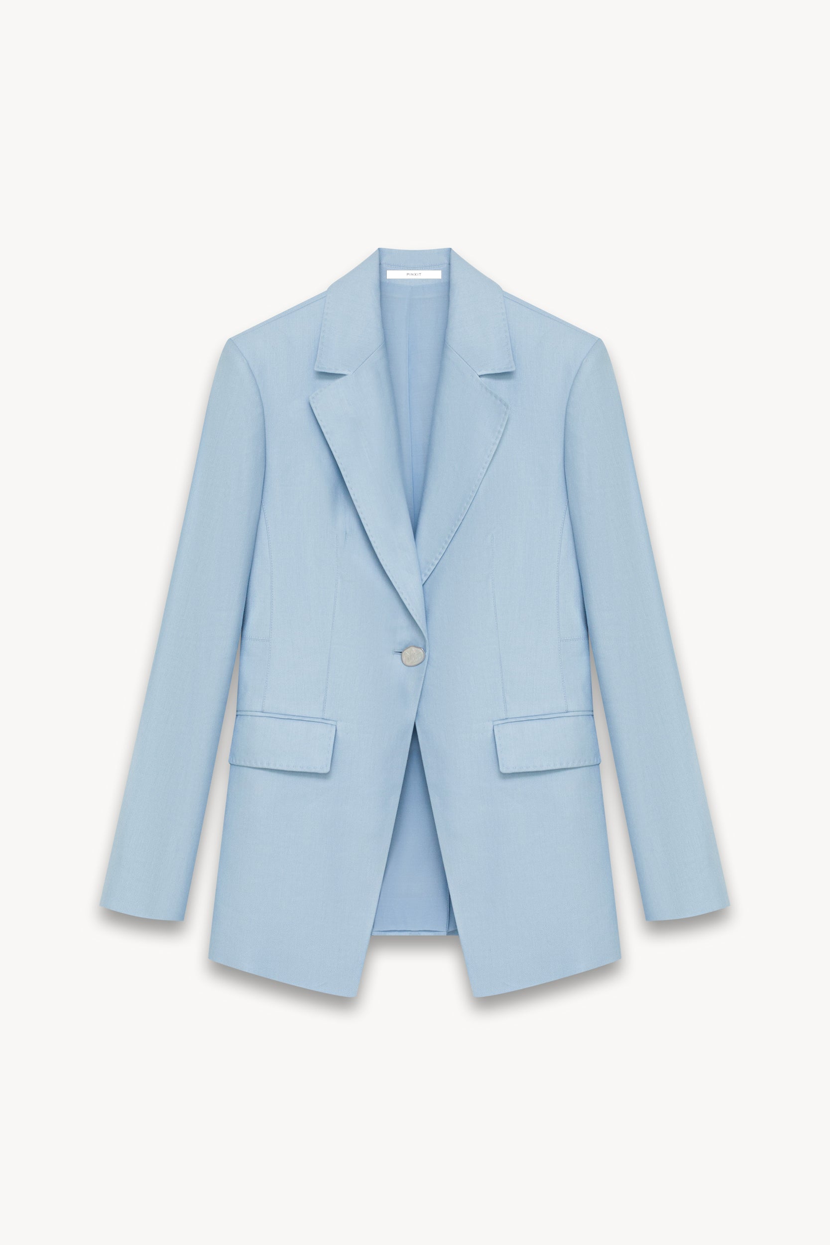 Linen fitted blazer Light blue PINXIT EU 36