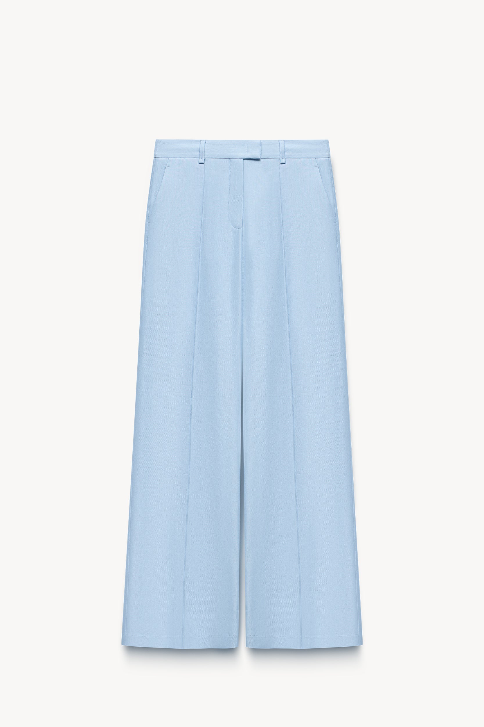 Stitched crease linen trousers Light blue PINXIT EU 36