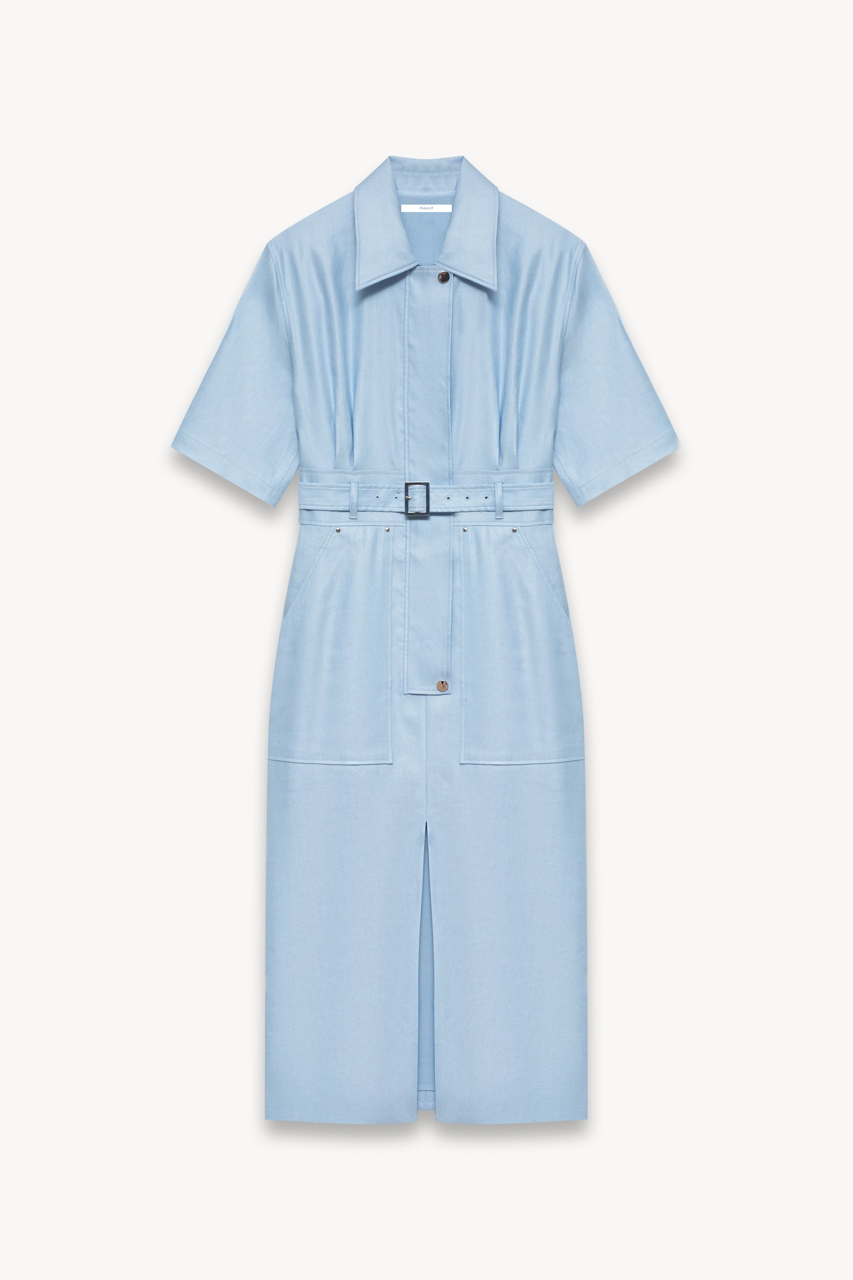 Safari-style linen dress Light blue PINXIT EU 36