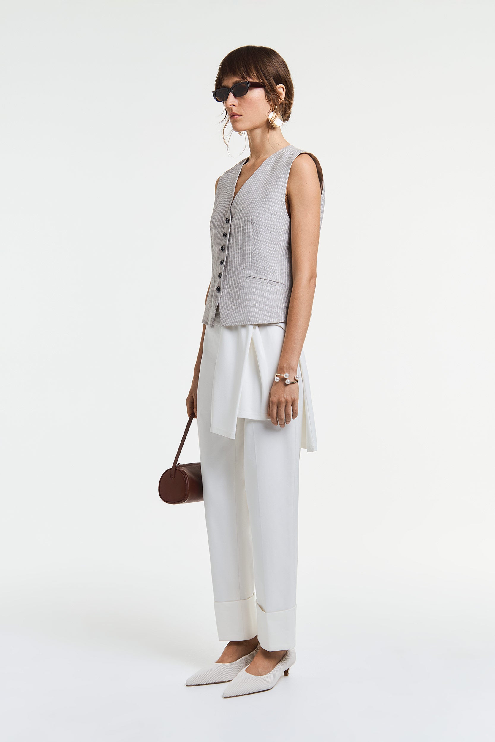 Textured striped linen gilet PINXIT