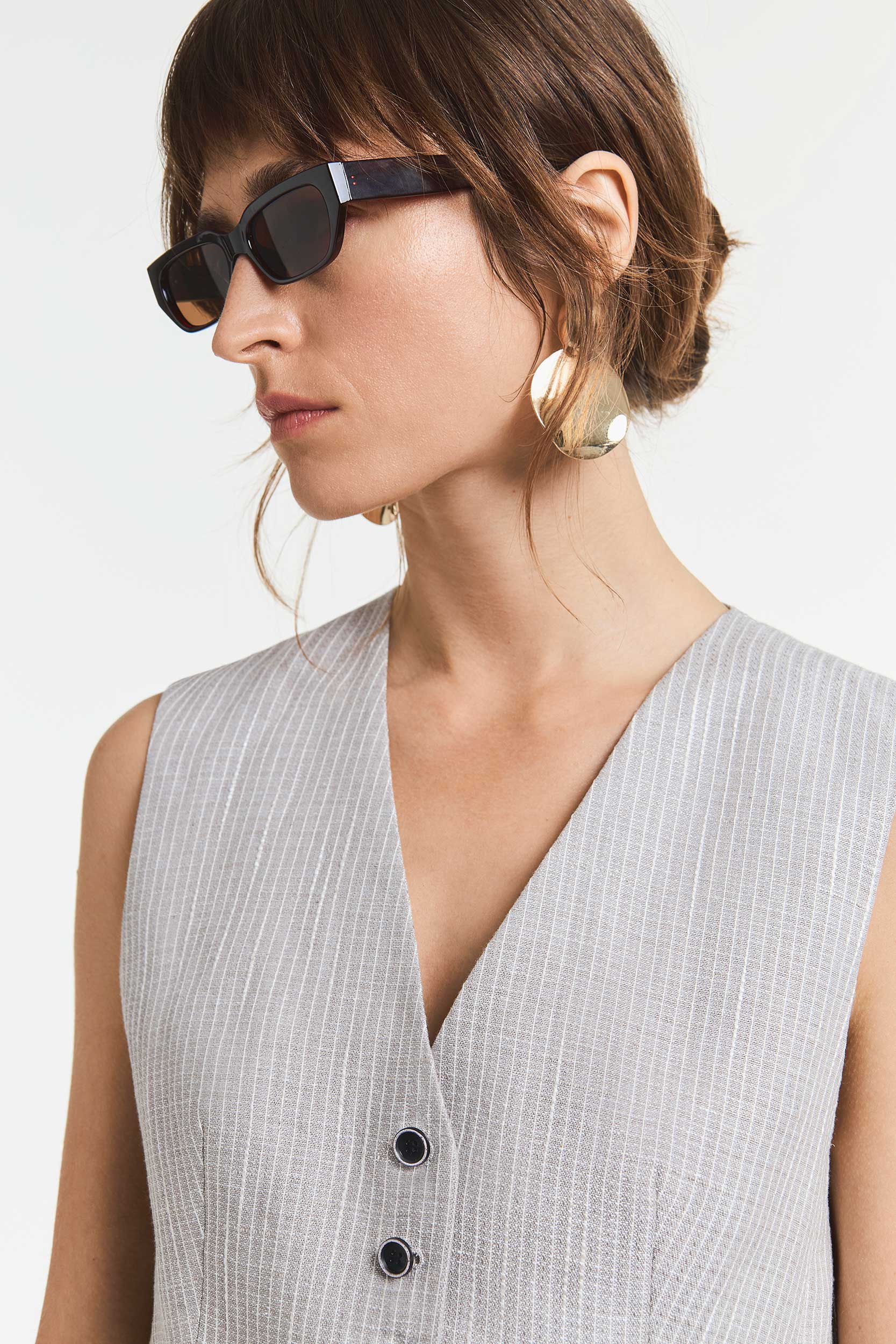 Textured striped linen gilet PINXIT