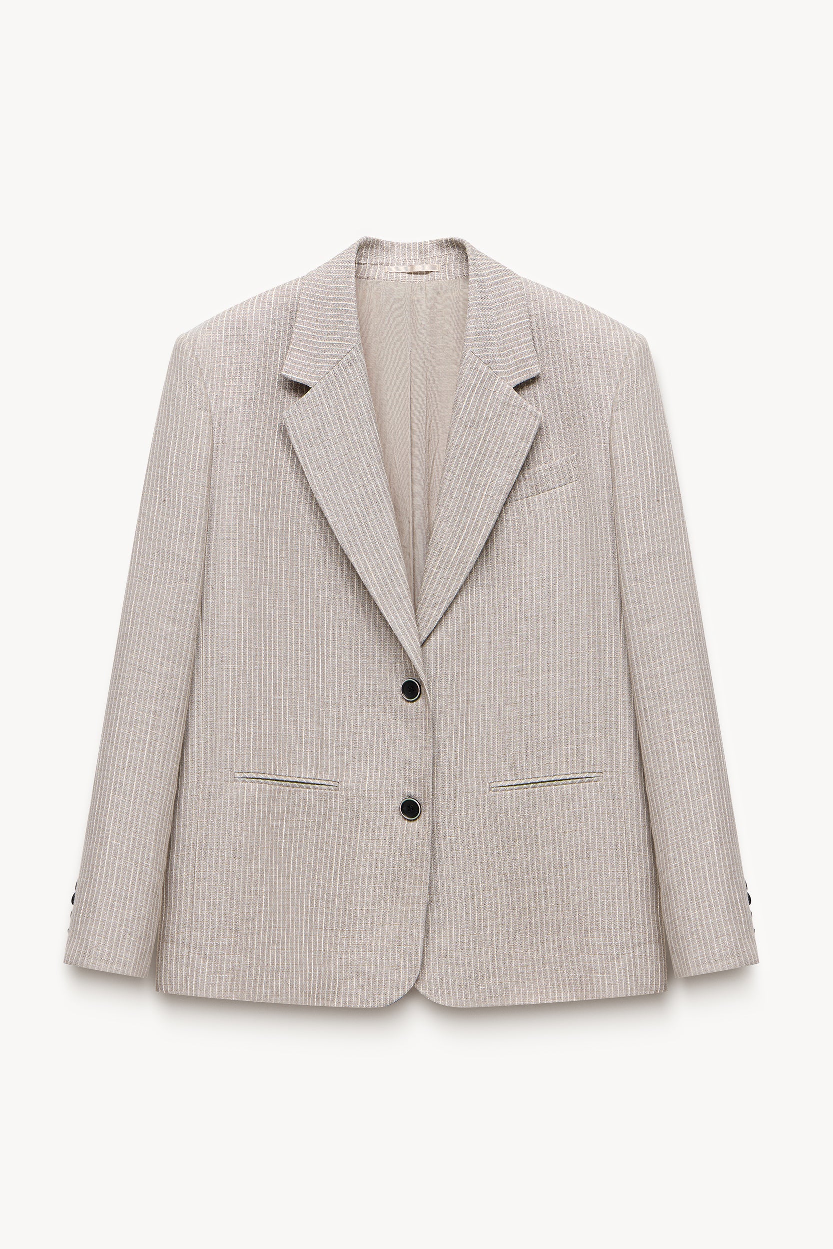 Textured striped linen blazer Cocoa/Ecru PINXIT EU 36