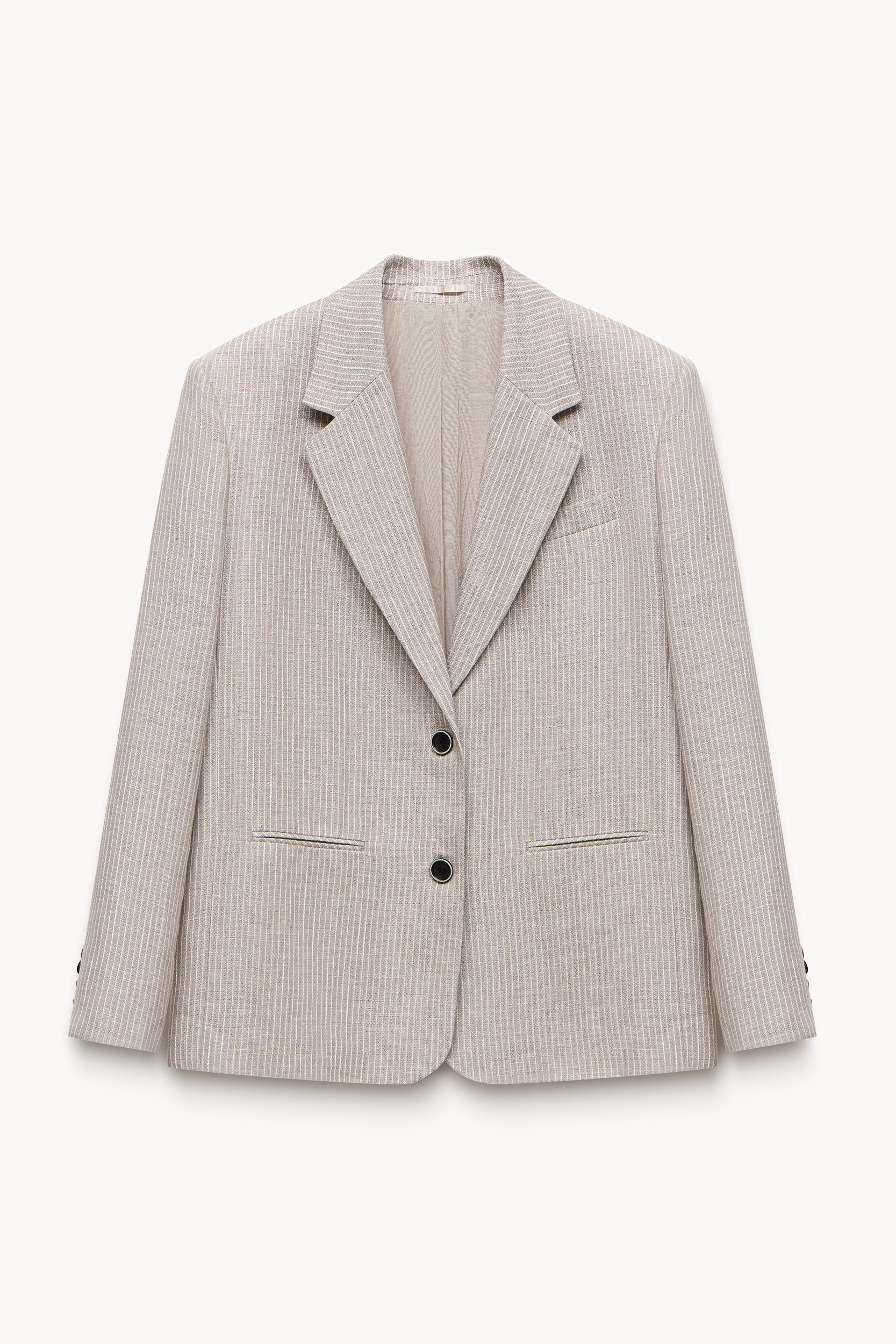 Textured striped linen blazer Cocoa/Ecru PINXIT EU 36