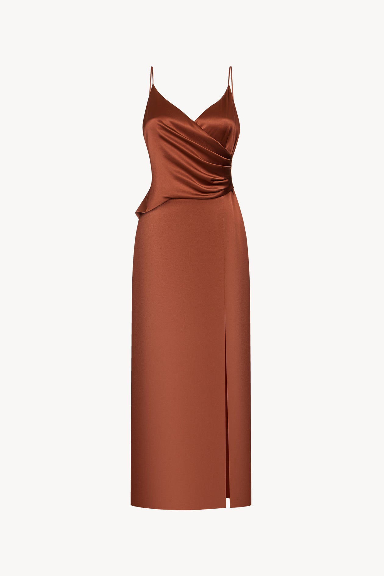 Draped Silk dress | Caramel color | 100% Silk | Womenswear