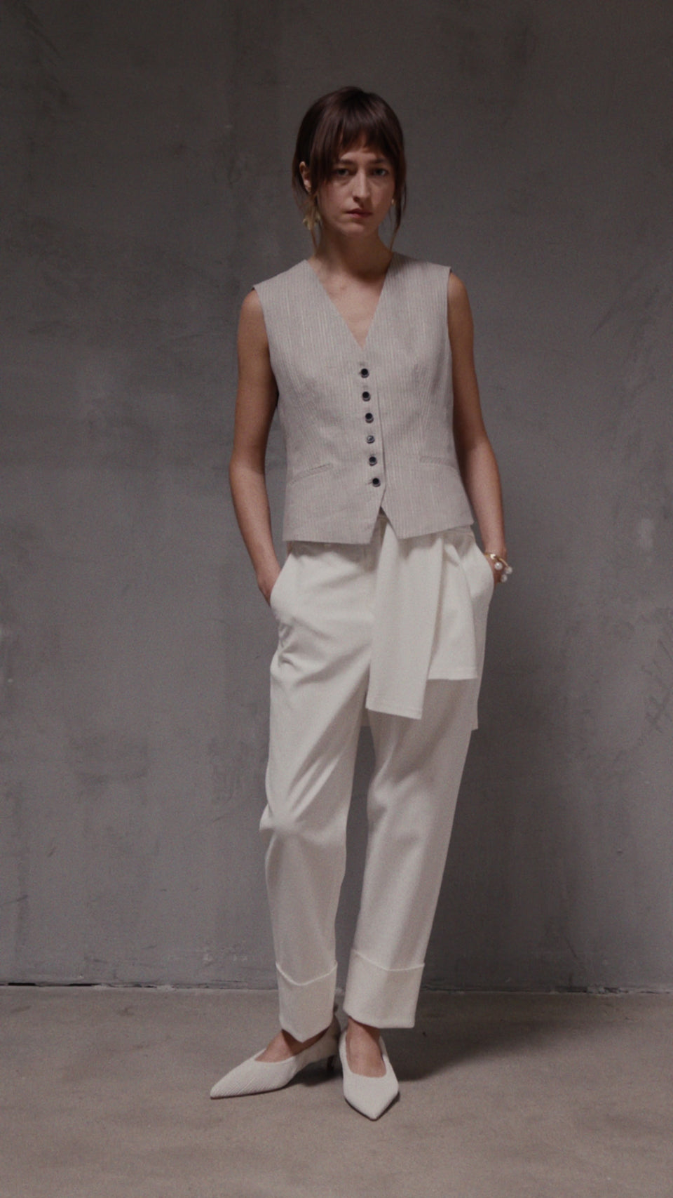 Textured striped linen gilet PINXIT